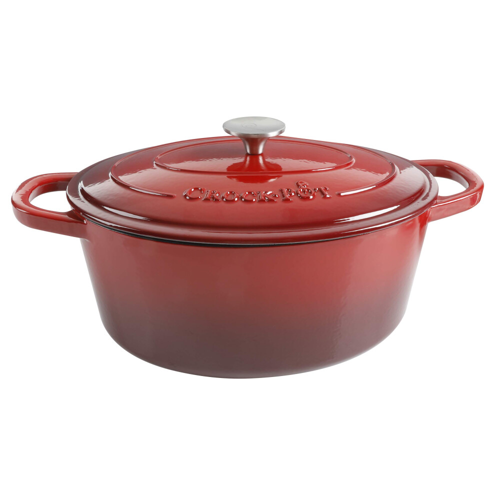 crock-Pot Artisan Oval Enameled cast Iron Dutch Oven  7-Quart  Scarlet Red