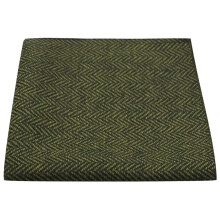 King & Priory Pickle Green & Black Herringbone Pocket Square -nenliina