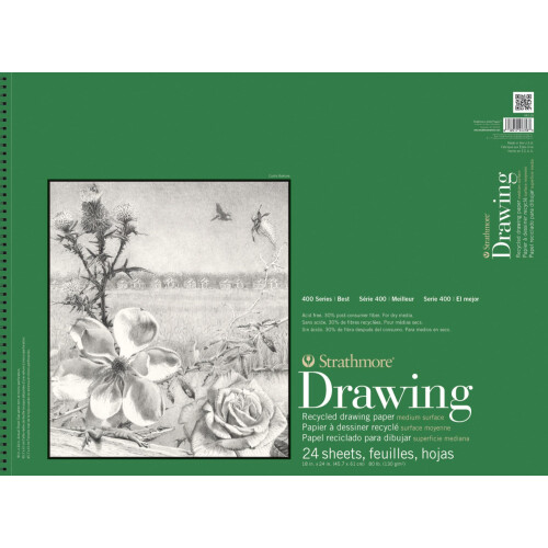 Strathmore 400 Series Recycled Drawing Pad  18""""x24"""" Wire Bound  24 Sheets