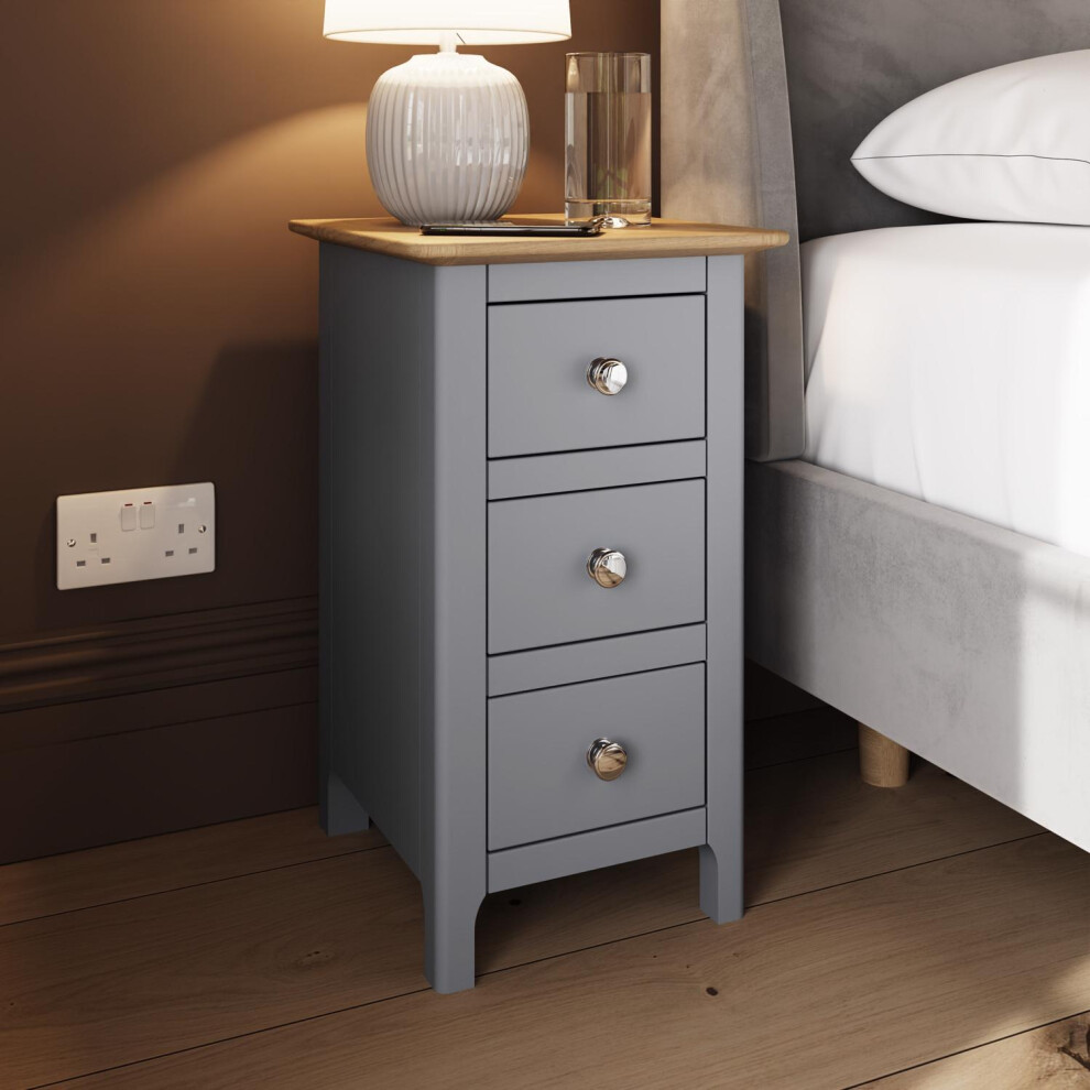 3 Drawer Oak Bedside Table Dove Grey Nightstand Bedroom Furniture Natural
