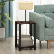 Furinno Turn-N-Tube End Side Night Stand/Bedside Table 2 Tier Dark Cherry