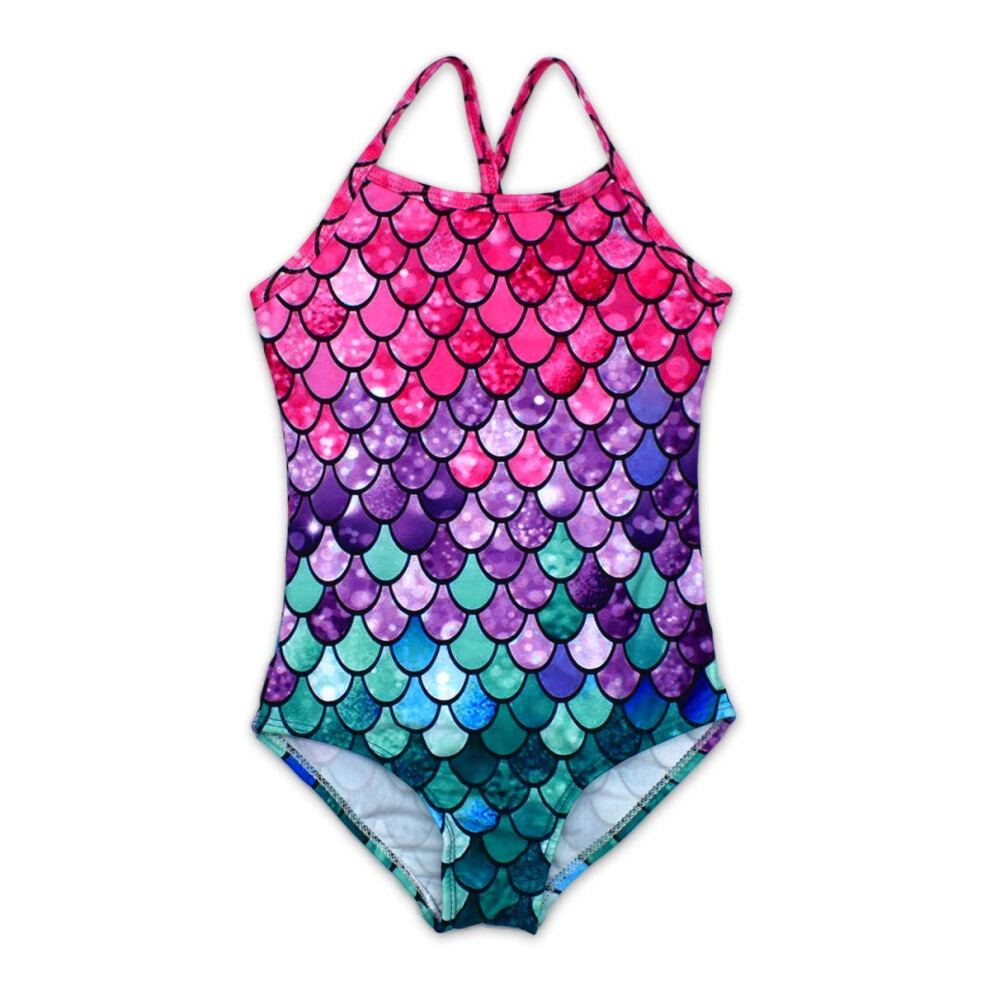 HONISEN Big girls One Pieces Swimsuit cute Swimwear Bathing Suits Scale 10T