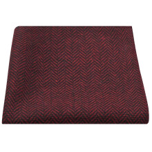 King & Priory Cranberry Red & Black Herringbone Pocket Square nenäliina