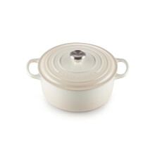 Le Creuset Signature Dutch Oven, rund, emailliertes Gusseisen, 5,5 qt., Meringue