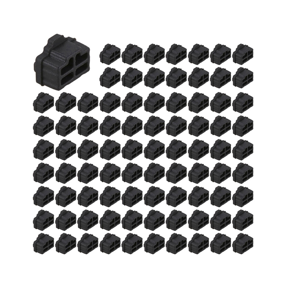 100Pcs Ethernet Hub Port Rj45 Anti Dust Cover Protector Plug Black 4853542346046