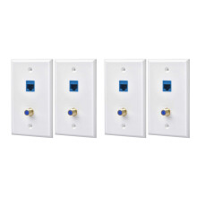 2 zestawy gniazd ściennych Ethernet Coax z 1 portem Cat6