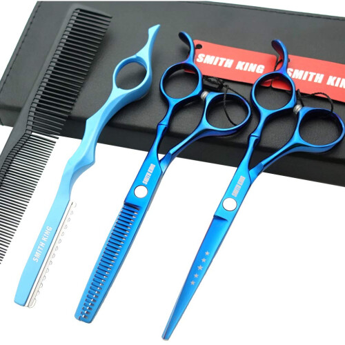 6,0 inch professionele haarknipschaar set met scheermes (blauw)