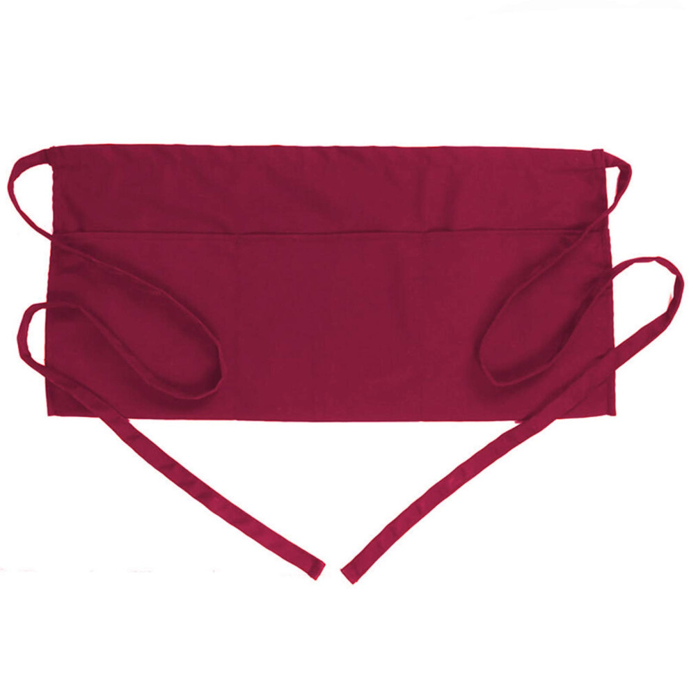 Boharers Waist Apron With 3 Pockets - Red Waitress Waiter Server Short Apron 681013294596