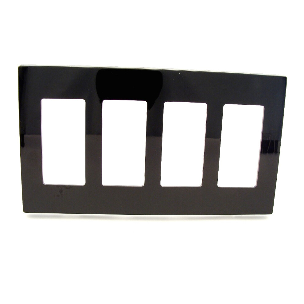 Leviton 80312-SE 4-Gang Decora Plus Scienna Scienna Bezkrebana Mocowanie Czarna-image