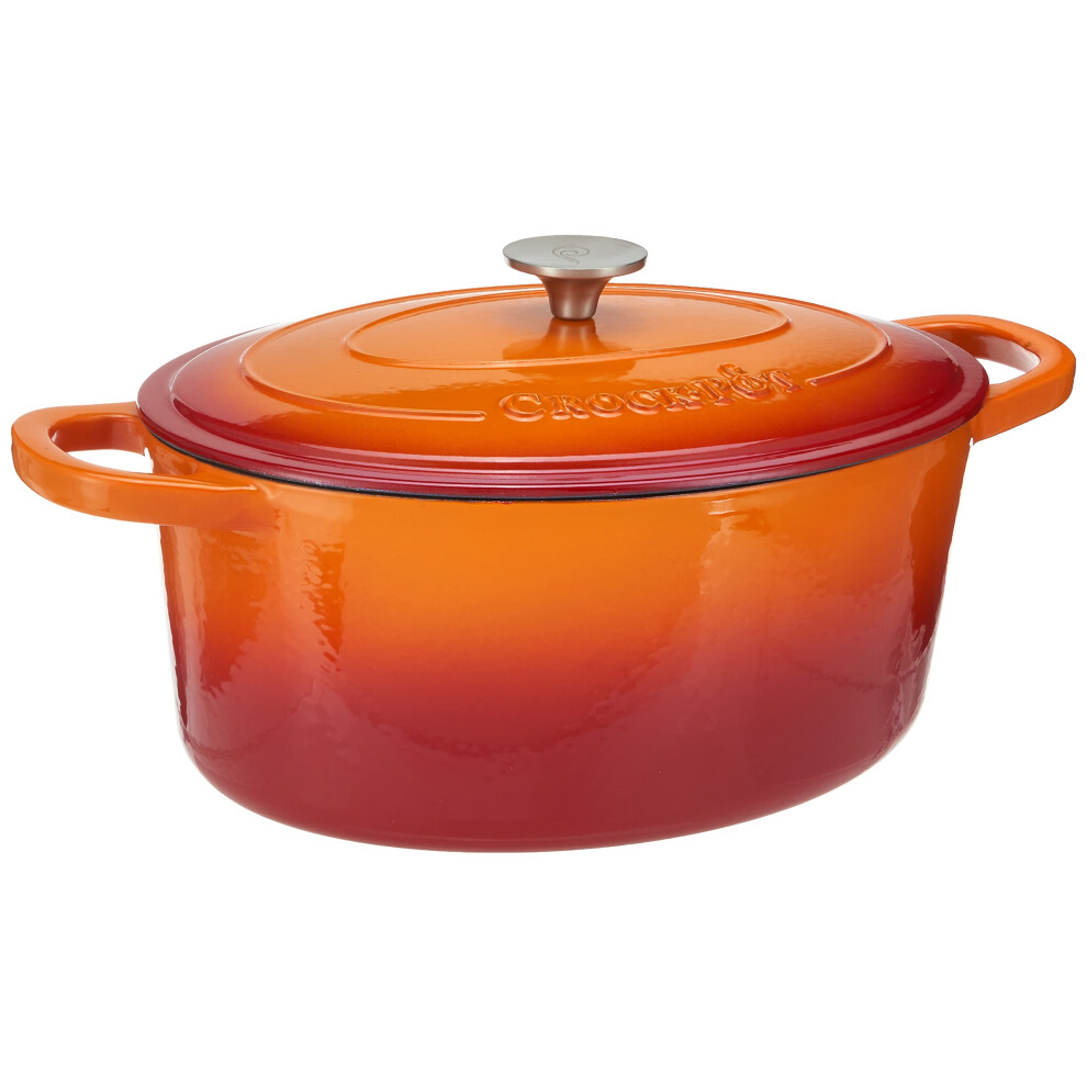 Crock Pot Artisan Oval Enameled Cast Iron Dutch Oven  7-Quart  Sunset Orange