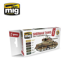 Munio MIG-7169 Conjunto de tinta acrlica para tanques Sherman da Segunda Guerra Mundial Multicolor