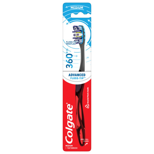 Colgate Colgate 360 Advanced Zahnseide-Bürstenkopf Zahnbürste, Medium, 1 Pack