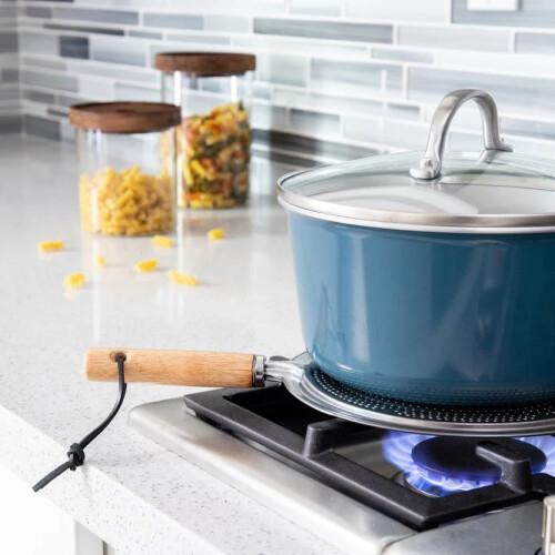 2 Simmer Ring Flame Heat Diffuser with Wooden Handle 2 Pack with Hanging Loop 2