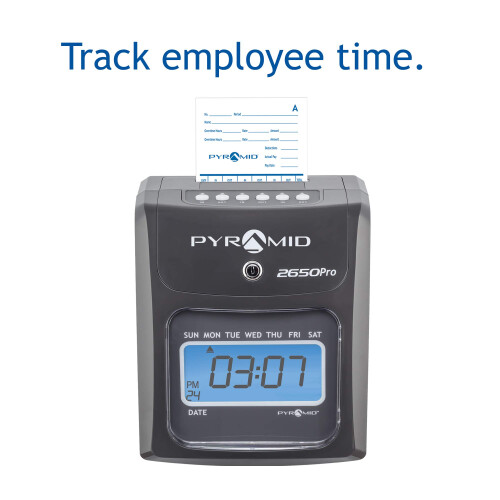 Pyramid Technologies 2650 Pro Auto Aligning Time Clock  LCD Display  Charcoal 1