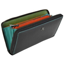 Velk kontinent lna kabelka na zips Visconti v cervenej alebo ciernej multifunkcnej farbe SP79 (cierna)