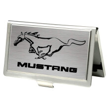 Buckle-Down Business Card Holder - Mustang w/Text Brushed Silver/Black - Small
