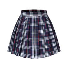 Gonne a pieghe scozzesi uniformi scolastiche per ragazze (M blu scuro misto bianco)