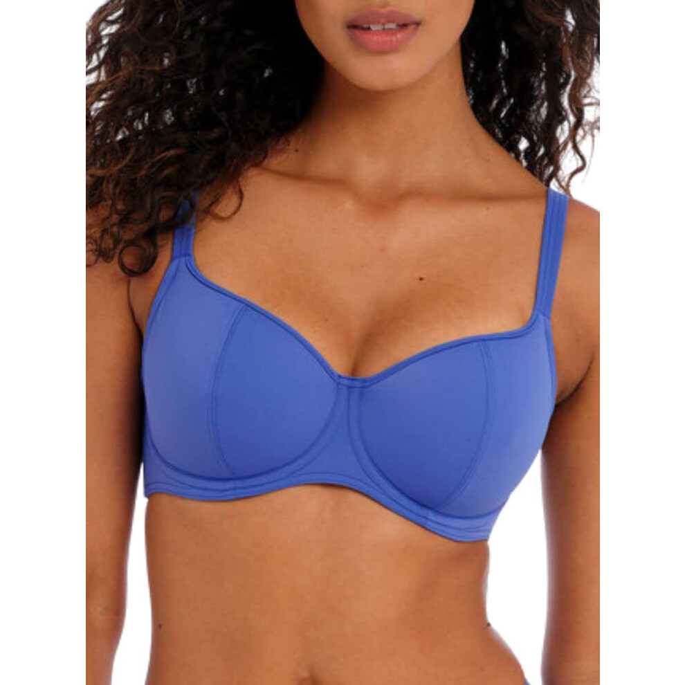 Freya Jewel Cove Underwire Sweetheart Bikini Top Plain Azure UK 34E (US 34DDD)