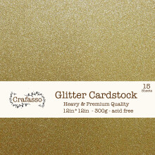 Crafasso 12"""" x 12"""" 300g de cartolina Heavy & Premium Glitter 15 folhas douradas