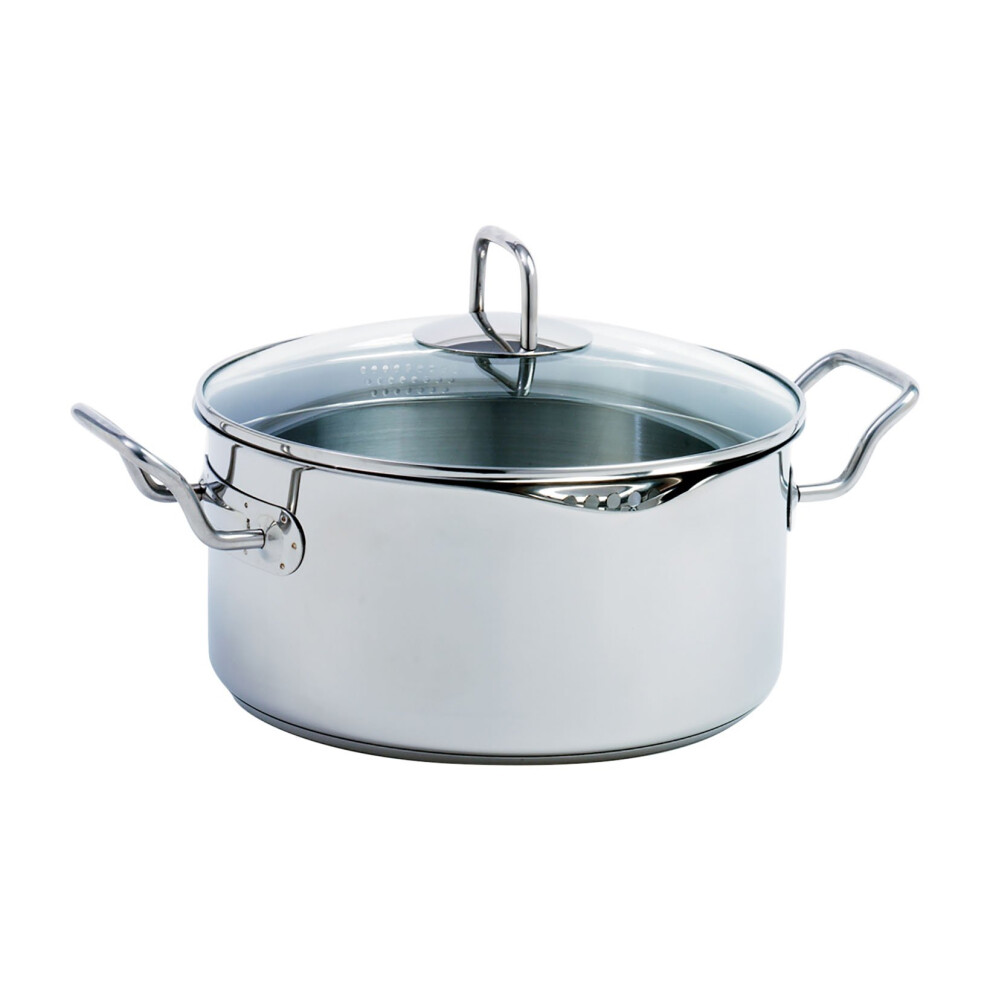Norpro KRONA 5 Quart Vented Pot with Straining Lid  Stainless Steel 645 Silver-image-OPC-PGG7F2K-NEW
