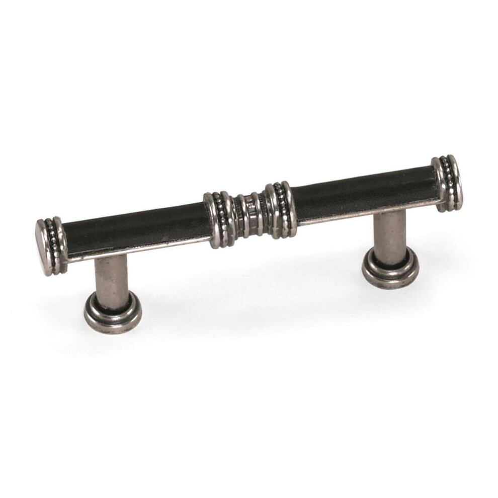 Laurey 59815 Cabinet Hardware 3-Inch Sirocco Pull Black Leather With Silverado 722233598153