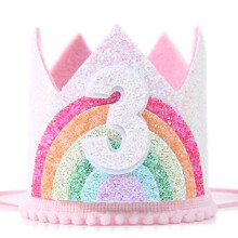 Birthday Rainbow Girl Crown Narozeninov cepice pro potreby na oslavu rekvizit