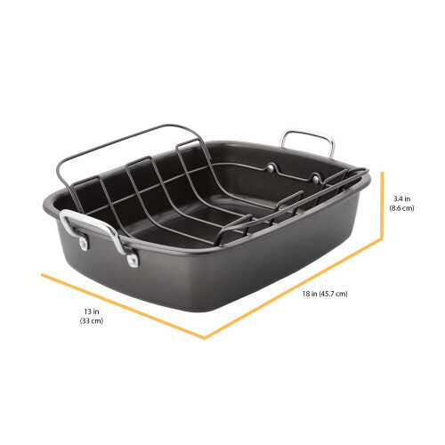 Torrador antiaderente metlico Chicago com rack flutuante de 18 por 13 polegadas preto 1