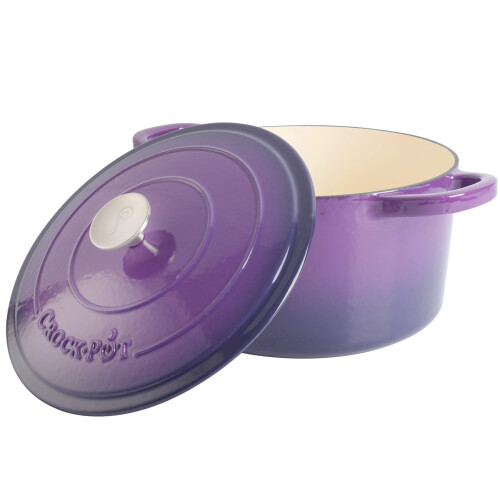 Crock-Pot Γλάστρα από χυτοσίδηρο, στρογγυλή, εμαγιέ, 7 λίτρων, λεβάντα, μωβ 1