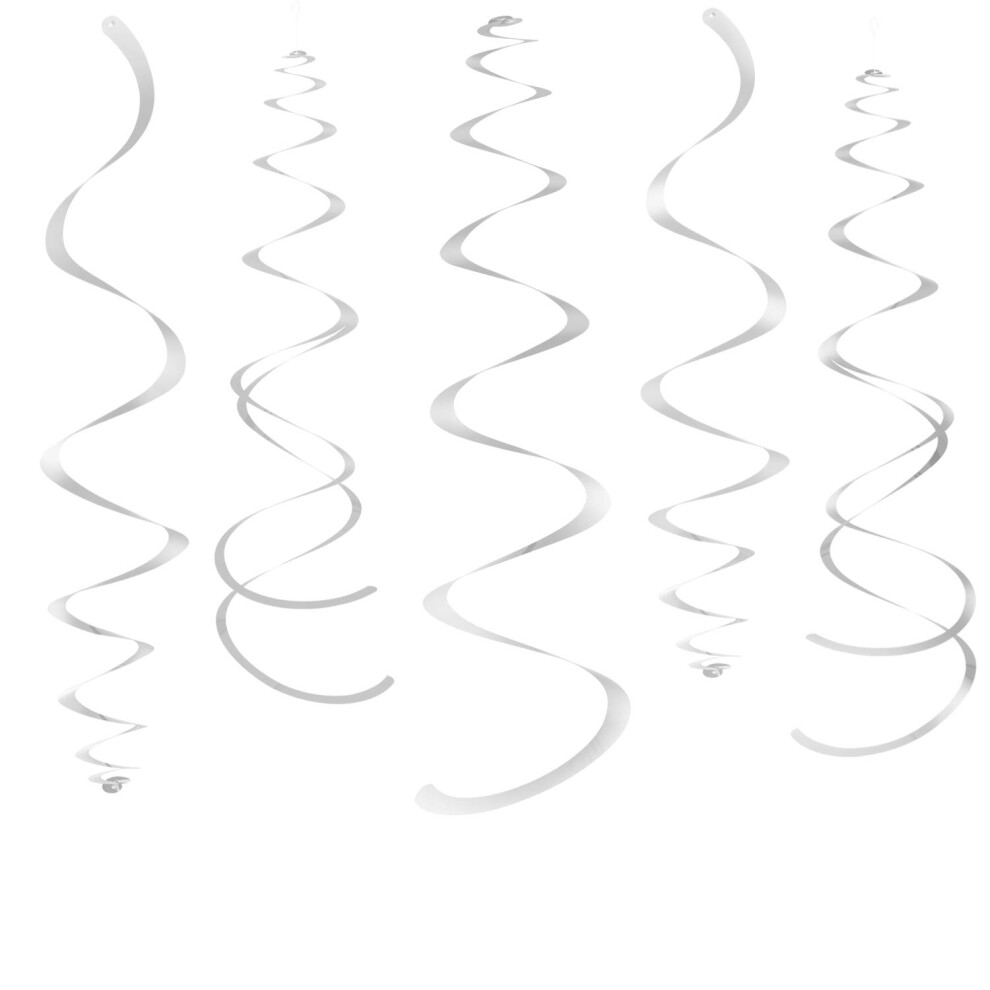 Decorazioni A Spirale Pendenti Per Feste In Argento, Streamer In Plastica Per Soffitto, Confezione Da 28-image