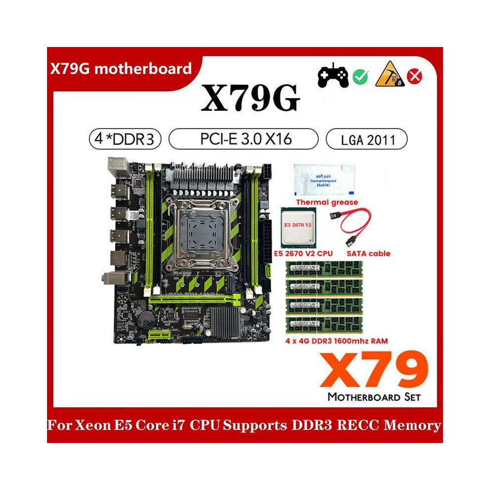 X79g Lga2011 Motherboard+E5 2670 V2 Cpu+4X4g Ddr3 Ram+Thermal Grease 4853542362060