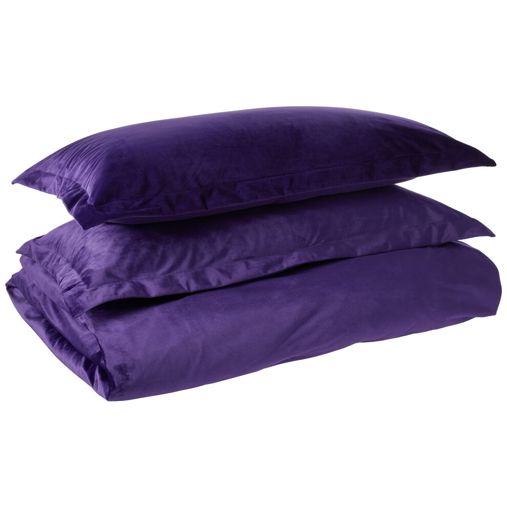 Tribeca Living VENICEDUVET Parure de lit surdimensionn   e en velours Venice, couleur unie, pour lit king size, violet