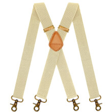 Bretelle vintage da uomo AYOSUSH con ganci a scatto, beige, regolabili, elastiche, regalo di nozze