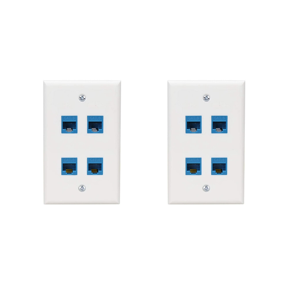2X Placa De Pared Ethernet 4 Puertos Hembra-Hembra Compatible Con Dispositivos Cat7 / 6 6E 5 5E -Azul-image