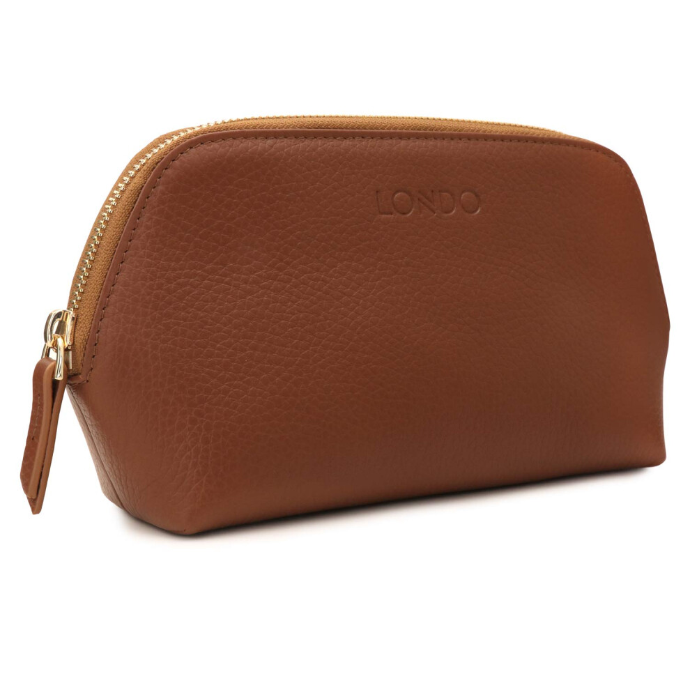 Lond N Londo Genuine Leather Makeup Bag Cosmetic Pouch Travel Organizer Toiletry Clutch