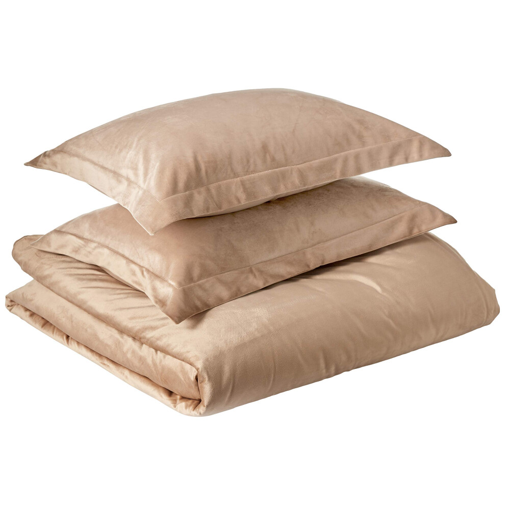 Tribeca Living Brown Veniceduvet Venice Velvet Oversized Solid Duvet Set Queen Taupe