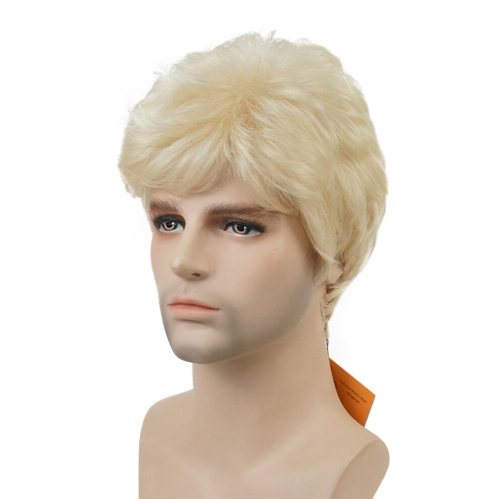 Lydell Men Wig Natural Short Straight Hair Synthetic Full Wigs (613 Light Blonde)