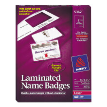Avery 5362 Gelamineerde naambadges met clips, bedrukbaar, 2 inch x 3-1/4 inch, 30/doos, WE