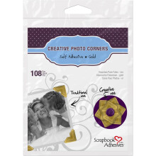 3L samolepiaci kreat vny papier na scrapbooking, fotografick rohy, zlat , 108 kusov