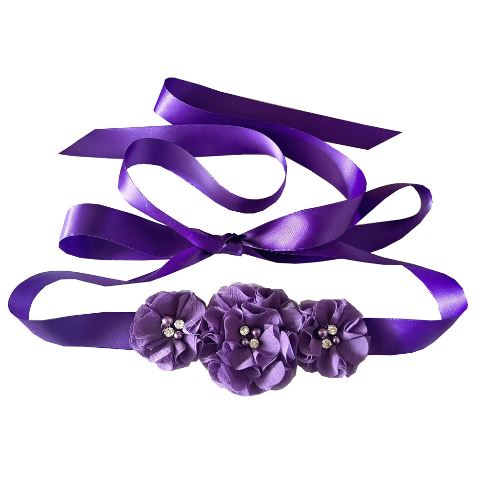 Nania Druhna I Kwiatgirls Skrzydla Slubne Pearki Kwiaty Pasy (Fioletowe)-image