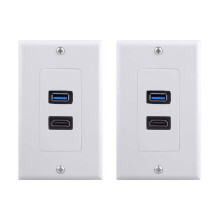 1x 2-portowy + USB 3.0 żeński przedłużacz gniazda ściennego