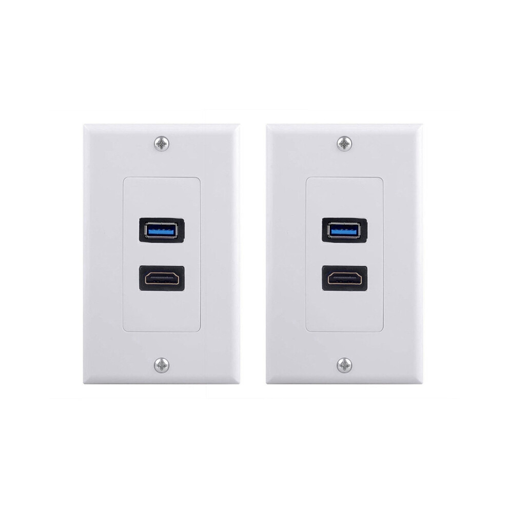 1X 2Port +Usb 3.0 Female Wall Face Plate Outlet Socket Extender 4853542370140
