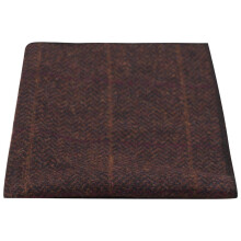 King & Priory Luxury Mahogony Herringbone Check Pocket Square Nenliina Tweed