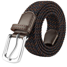 JUKMO Elastický Pletený Pás, Stretch Woven Pás v Dárkové Krabičce (Tmavě Modrý/Kávový, Velký)