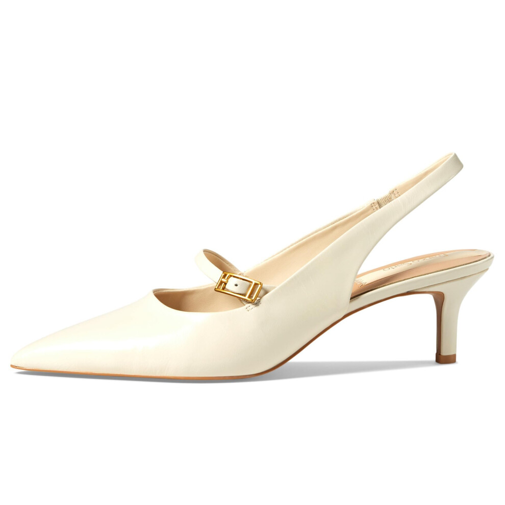 Franco Sarto Womens Khloe Pointed Toe Slingback Kitten Heel Panna White Leather 9 M