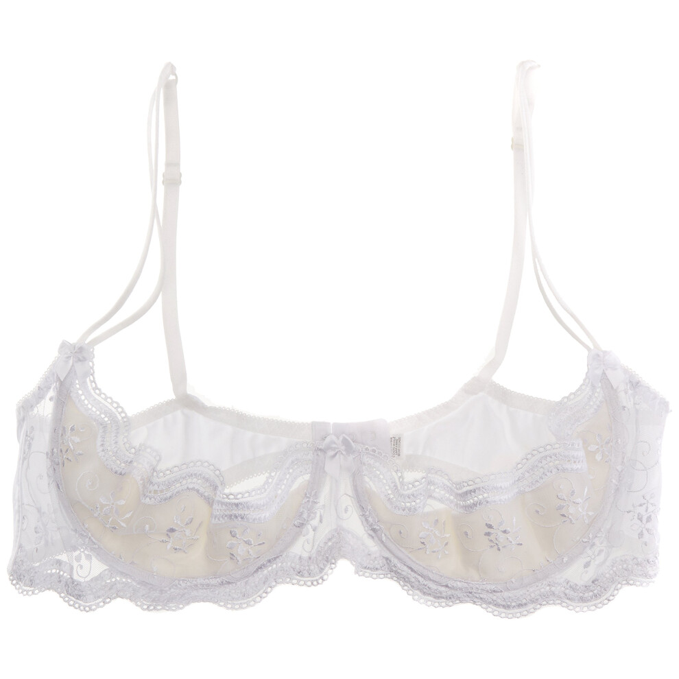 Soutien-gorge brod   festonn   grande taille Shirley of Hollywood pour femme, taille X331, blanc, 42