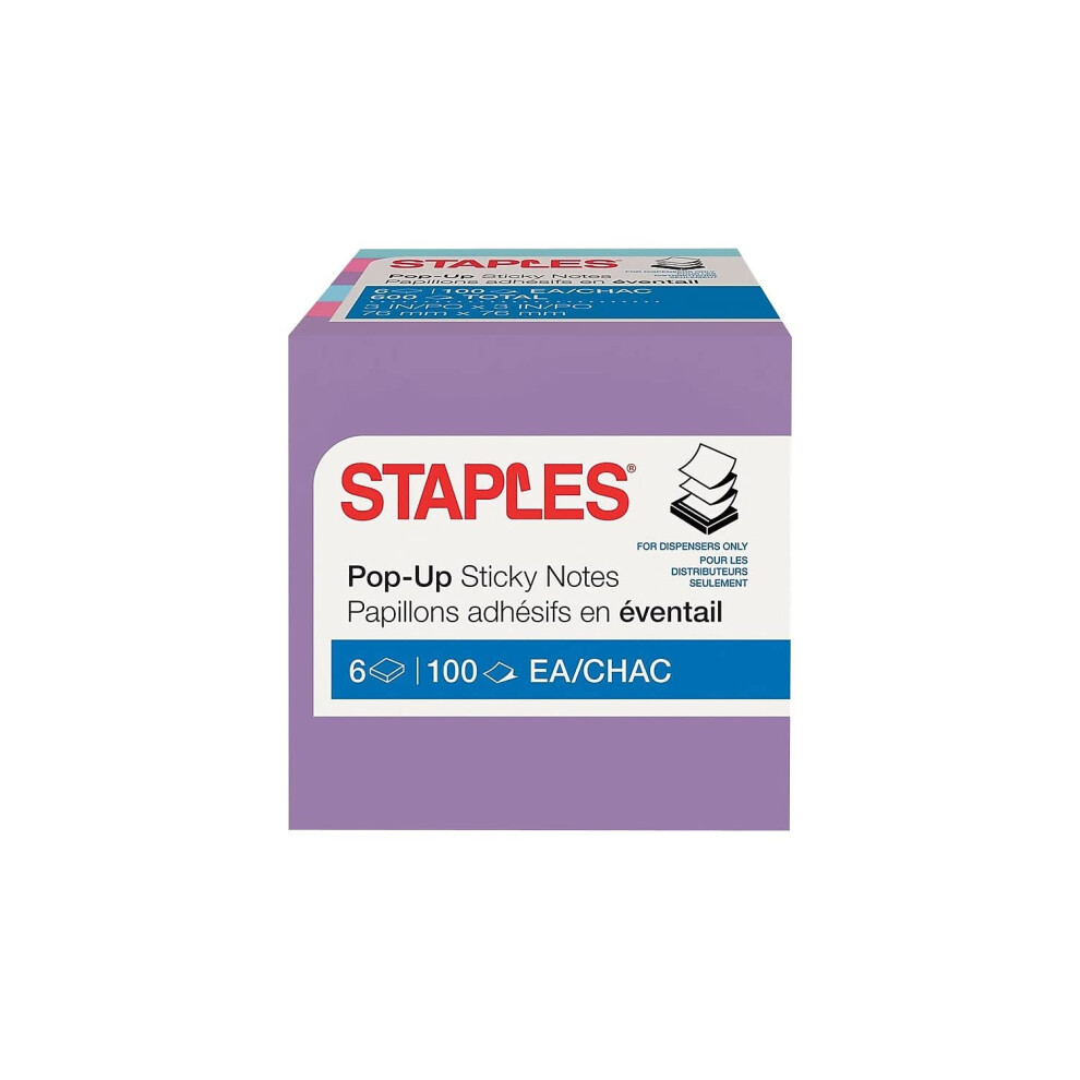 Staples 565444 Stickies Pop-Up Notes Assorted Bold Colors 3-Inch X 3-Inch 6 Pads/Pk-image-OPC-PFNDRTR-NEW