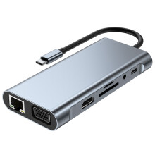 11-In-1 Type C-Dock USB-Hub 3.0 Splitter Multiport-Adapter 4K -Compatibele RJ45 SD/TF VGA PD Audio-Aansluiting Ethernet-Poort