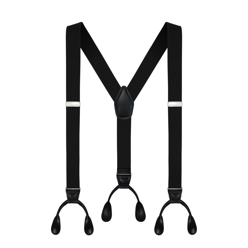 Bretelles ?Lastiques Ajustables Moulen Pour Homme, Dos En Y, 3,6 Cm De Large, Avec Boutons Et Extr?Mit?S, Noires-image