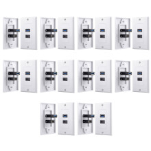 1x 2-portowy + USB 3.0 żeński przedłużacz gniazda ściennego