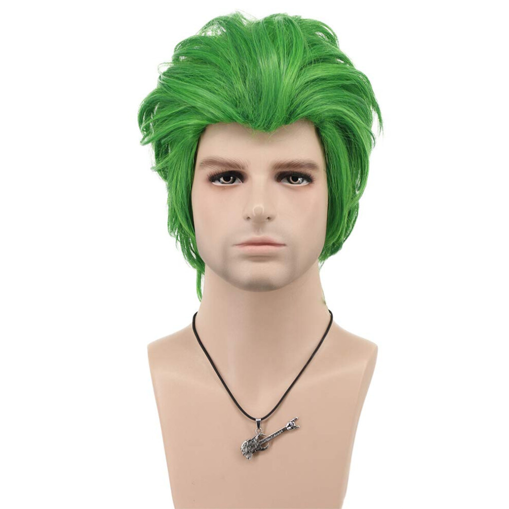 Perruque Joker verte courte et lisse pour homme et femme, accessoire de cosplay, id  al pour Halloween ou Anime